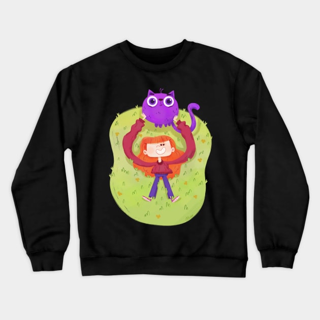 Cute cat girl Crewneck Sweatshirt by azbeen